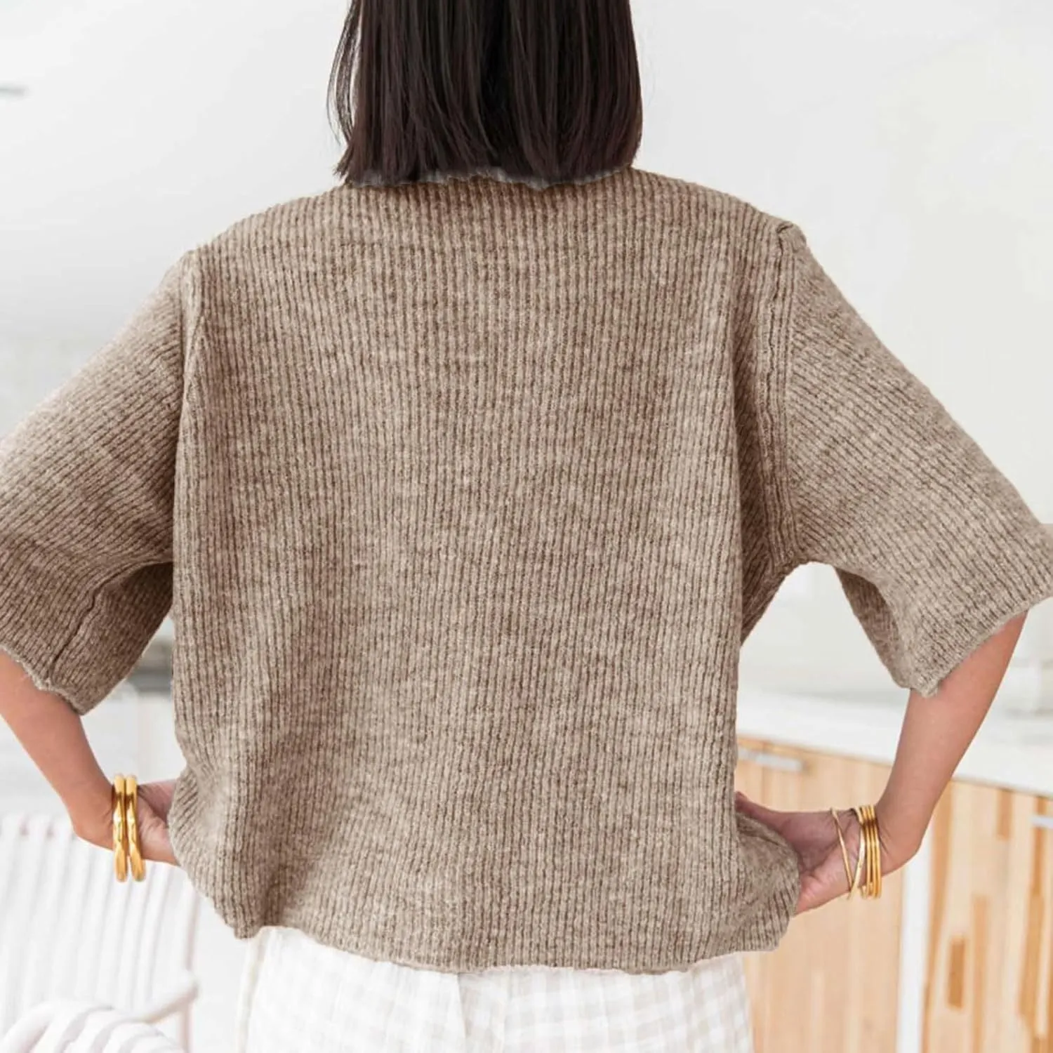 Women Knitted Crop Cardigan Shirt Short Sleeve Button Down Ribbed Knit Crop Top Y2k Girls Outwear Top Tee Shirt
