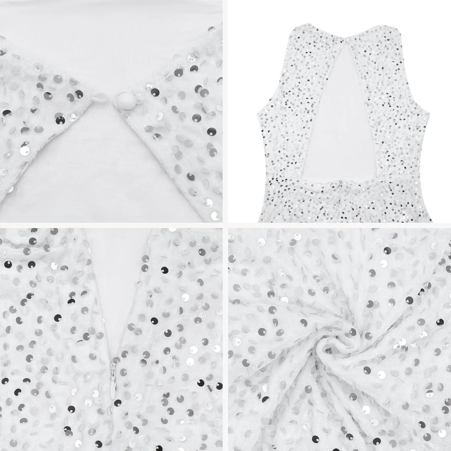 Women's Sexy Backless Sparkly Sequin Mini Dress Split Hem Glitter Velvet Tank Dress Prom Party Cocktail Dress