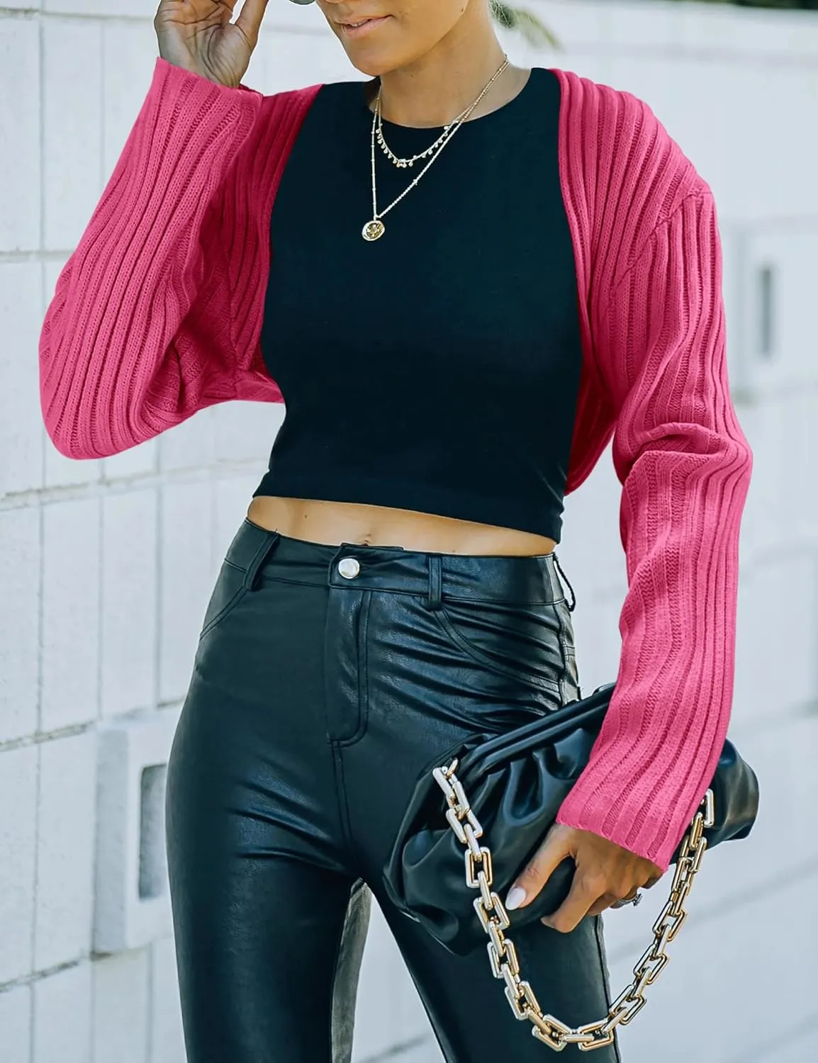 Womens Summer Crop Bolero Cardigan Sweater Long Sleeve Open Front Knit Shrug for Dress 2024