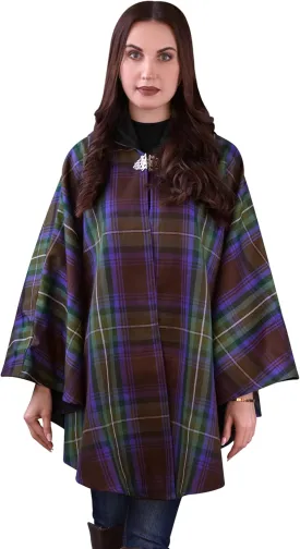 Women's Vintage Plaid Knitted Scottish Cape Traditional Cardigan