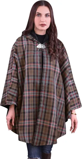 Women's Vintage Plaid Knitted Scottish Cape Traditional Cardigan