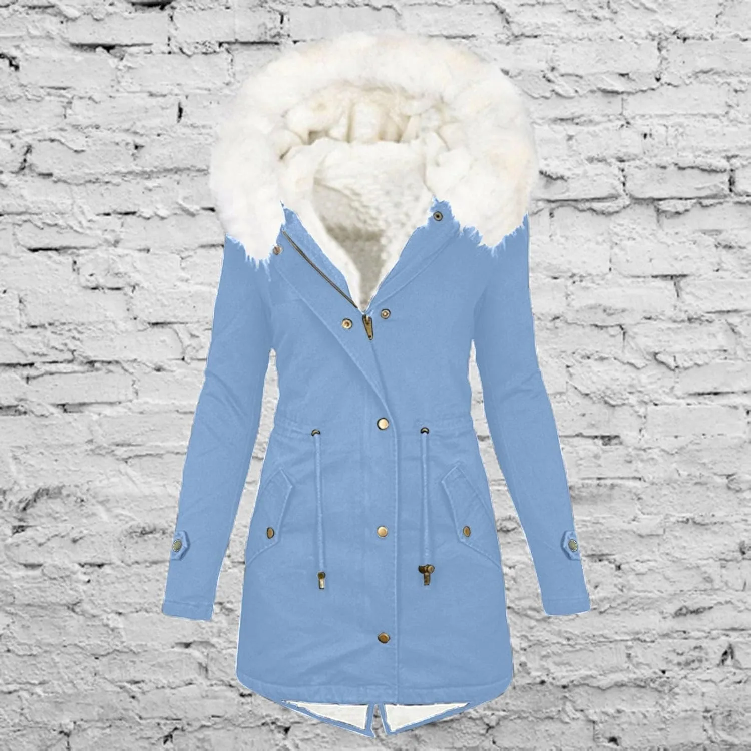 Women's Warm Winter Coat Snow Ski Jacket Fleece Lined Military Jacket Women Faux Fur Hooded Coat Puffer Down Jacket