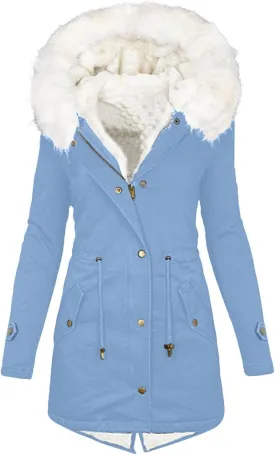 Women's Warm Winter Coat Snow Ski Jacket Fleece Lined Military Jacket Women Faux Fur Hooded Coat Puffer Down Jacket