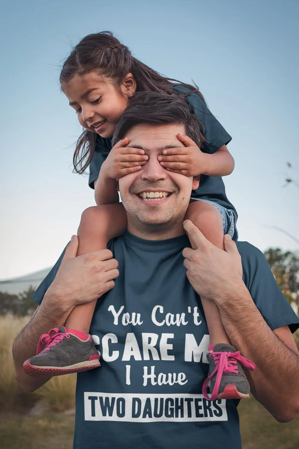 You Can't Scare Me, I Have Two Daughters Funny Dad Daddy T-Shirt, Father's Day T Shirt with Cute Joke for Men