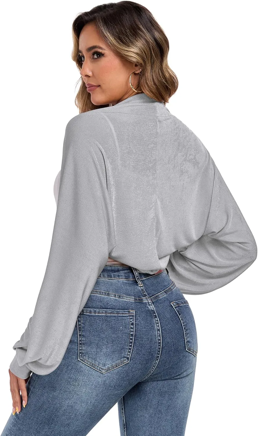 ZAFUL Women's Sheer Shrug Y2K Long Sleeve Cardigans 2025 Irregular Tie Front Bolera