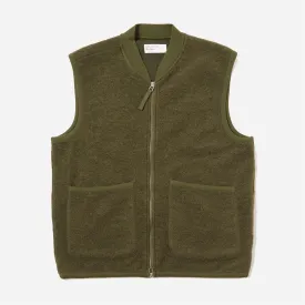 Zip Waistcoat - Olive Wool Fleece